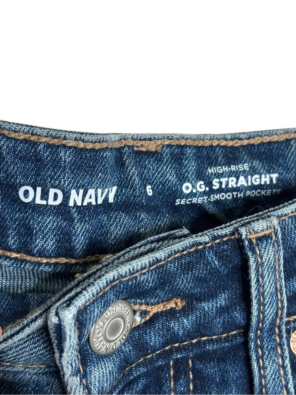 NWT Old Navy jeans O.G. straight leg distressed high rise ankle length size 6